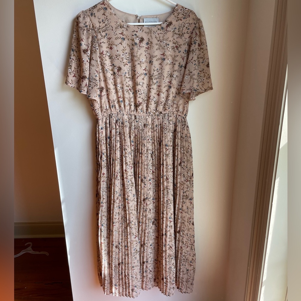 Floral Pleated Midi Dress